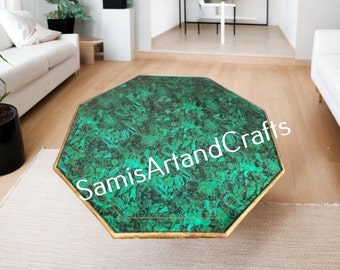 Octagon Malachite Coffee Table Top, Unique Home Decor