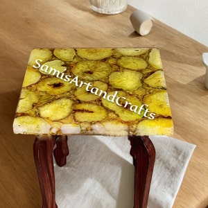 Yellow Agate Table, Square Table Tops, Coffee Table Top,  Gemstone Side Table, Console Sofa Table, Drink & Side Table Top