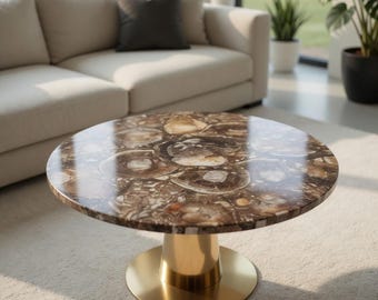 Petrified Wood Agate Coffee Table, Mid Century Modern Accent Table, Home Decor