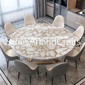 White Agate Table, Natural Agate Console Table, Agate Coffee Table, Agate Center Sofa Couch Table, Agate Dining Table Top Furniture