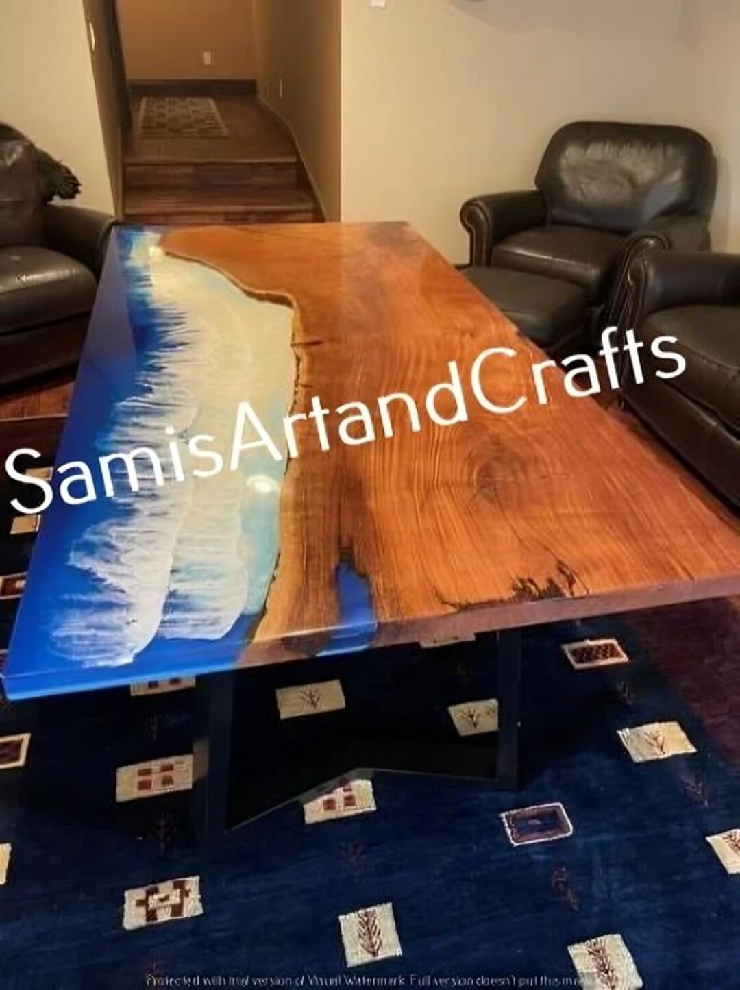 Epoxy Resin Ocean Wave Table Top, Acacia Wood, Handmade Furniture - Etsy