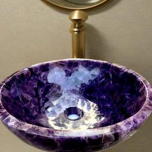 Amethyst Stone Wash Basin, Bathroom & Kitchen Sink, Marble Vessel Sink, Bathroom Sink Basin, Natural Stone Sink,  Bathroom Accessories