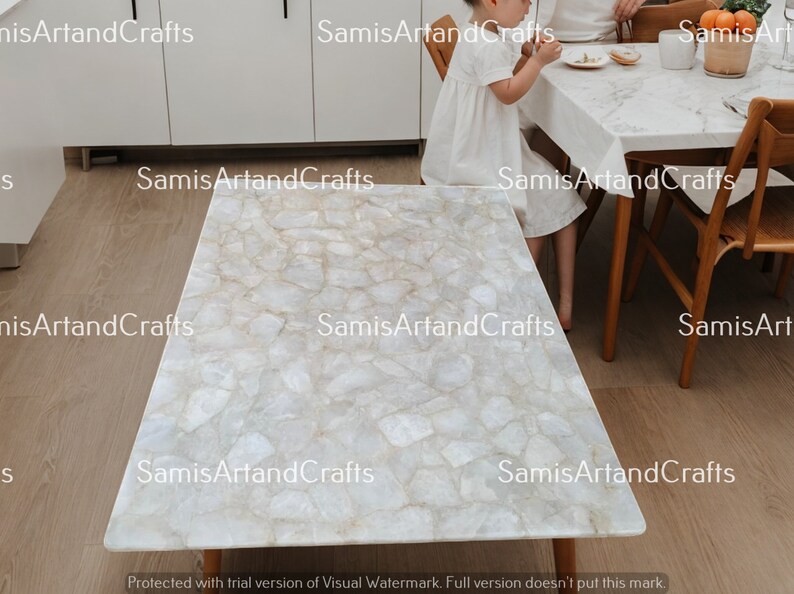 White Quartz Dining Table Top, White Quartz Center Table Top, Natural