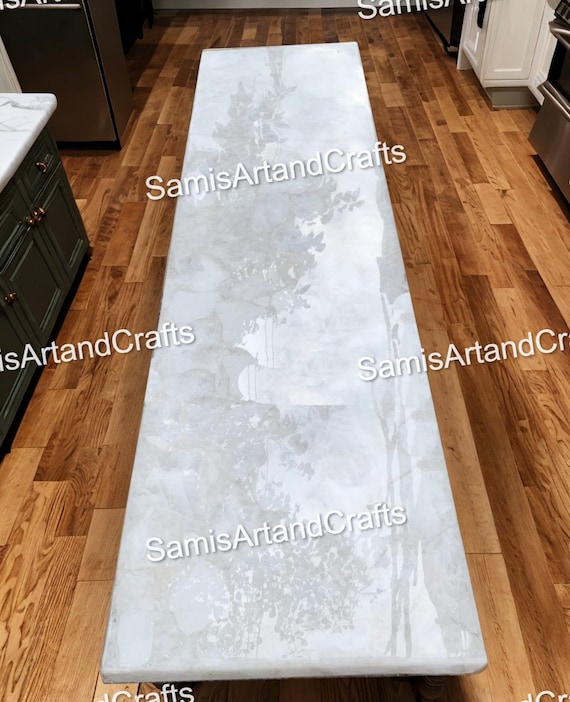 White Quartz Counter Slab, Quartz Handmade Dining Table Top