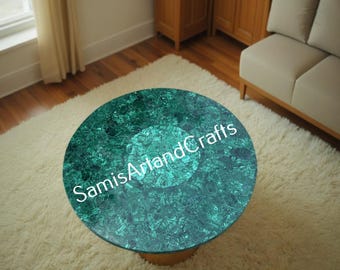 Handmade Malachite Inlay Coffee Table Top, Natural Stone Table