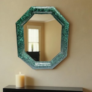 Green Malachite Wall Mirror / Bathroom Mirror / Living Room Rectangular Mirror (Customisable)
