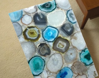 Handmade Agate Stone Table Top | Luxury Gemstone Dining Decor
