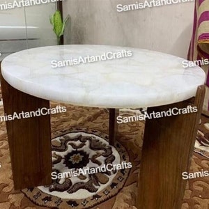 White Quartz Table Top, Round Dining Table Top, Home Decor And Furniture, Stone Luxury Furniture For Living Room, Christmas Gift