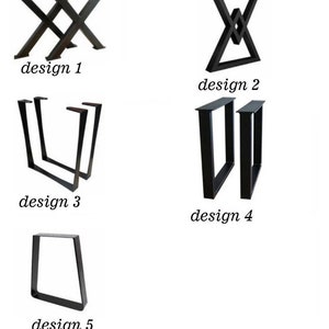 Pode incluir: Cinco designs diferentes para pernas de mesa de metal. Os designs s&atilde;o etiquetados como "design 1" a "design 5".