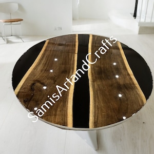Black Epoxy Table, Epoxy Resin Table, Wooden Table, Epoxy Round Dining Table, River Table Top, Coffee & Center Table, Home Decor Interior