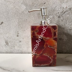 Natural Onyx Marble Soap Dispenser, Hand Liquid Soap Dispenser, Bathroom Marble Decor, Soap Holder Bronze or Silver pump