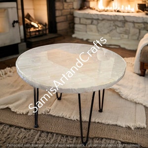 Selenite Coffee Table top, Selenite Stone Sun Burst Tabletop, Luxury Gemstone Furniture Home/Office Decor