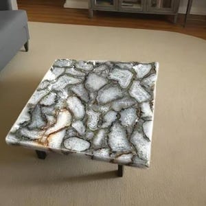 Stone coffee table | white agate coffee table | natural square stone dine table garden & living room decor furniture