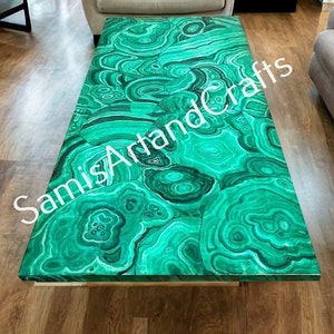 Tampo de mesa de jantar de malaquita de luxo, tampo de mesa de malaquita, bancada de banheiro e cozinha, pedra de trabalho aleatória, decoração de bancada com pedras preciosas feitas à mão
