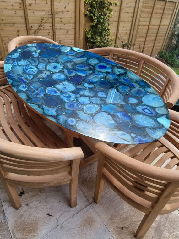 Blue Agate Oval Table Bespoke Oval Dining Table Coffee Table Minimalist Center Table Modern Mid Century Modern Furniture Etsy