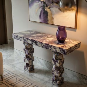 Luxury Calacatta Viola Console Table | Modern Marble Entryway Table | Elegant Hallway Decor
