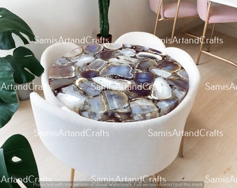 Agate Coffee Table Top, Round Kitchen Table Top, Home Decor, Console Table Top, Agate Table, Modern Furniture For Indoor Decor