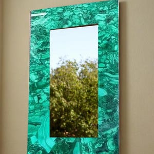 Malachite Wall Mirror – Elegant Natural Stone Decor for Living Room