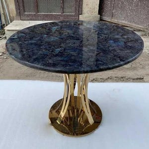 Round Labradorite Coffee Table, Living Room Labradorite table Top, Labradorite Table for Restaurants