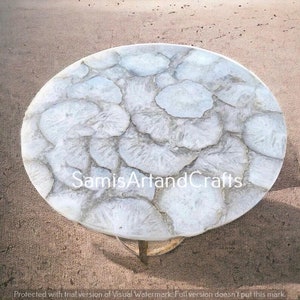 Agate Coffee Table, White Agate Sofa Center Table, Outdoor Decor, Handicraft Mid Century Modern Arts, Living Room Furniture