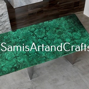 Tampos de mesa de malaquita, mesa de jantar de malaquita, laje de balcão de cozinha de pedras preciosas, mesa de corredor de luxo, móveis modernos para decoração de fazenda