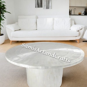 Selenite Coffee Tabletop, White Marble Sofa Center Table, Luxury Gemstone Living Decor Furniture, Selenite Kitchen & Dining Table
