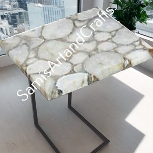 Agate Table, White Agate Side & Patio, Decor Table, Agate Coffee Table, Agate Side Table, Agate Console Table, Living Home Decor Interior