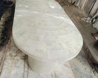 Selenite Table, Oval Gemstone Table Top, Marble Dine Table, Marble Center Table, Sun Burst Table, kitchen island Office&Home Decor Furniture