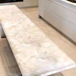 White Agate Table Top, Quartz Countertop, Dining Table, Handmade