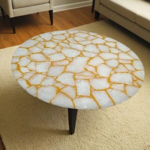 White Agate Table Top | Coffee Table , Center Table, Dinning Table, Agate Breakfast Round Table, Natural Agate Home Decor Furniture