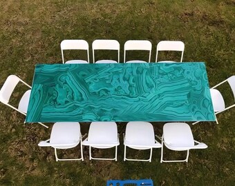 Green Malachite Table Top: Customizable Center Table for Living Room