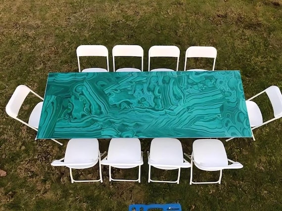 Green Malachite Table Top: Customizable Center Table for Living Room