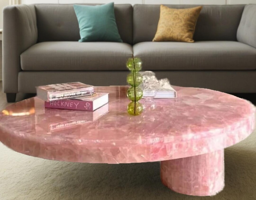 Radiant Rose Quartz Coffee Table Luxury Furniture Centerpiece ...