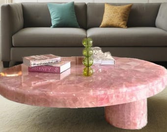 Radiant Rose Quartz Coffee Table Luxury Furniture Centerpiece Countertop Conference Meeting Desk Home Decors