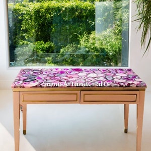 Natural Agate Stone Table, Pink Agate Dining Table, Agate Stone Center Coffee Table, Handmade Home Decor Interior