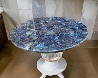 Handmade Labradorite Agate Table Top | Unique Countertop Slab