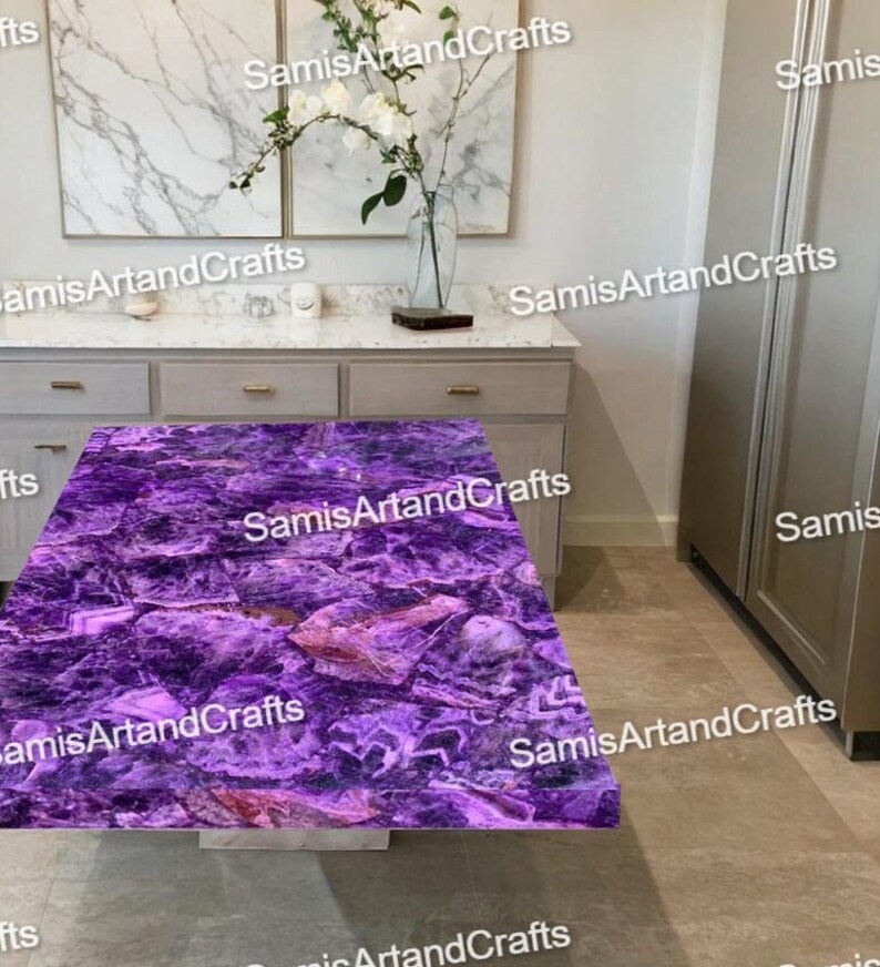 Amethyst Stone Center Office Table/ Counter Kitchen Tables/ Semi