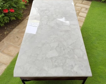 White Quartz Küchenarbeitsplatte: Handgemachte Moderne Bartischplatte