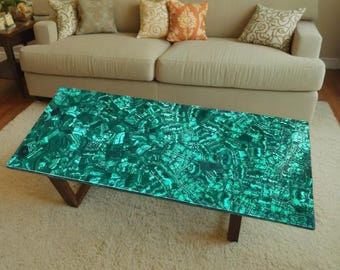 Luxury Malachite Coffee Table – Stunning Green Stone Furniture Piece