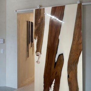 White Epoxy Barn Door, Wooden Resin Door, Epoxy Resin Barn Door, Epoxy Door, Handmade Sliding Barn Door Hanging Door, Office & home Decor