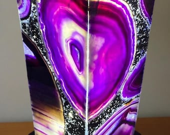 Handcrafted Agate Accent Lamp, Gemstone Home Decor