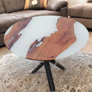 Personalized White Resin Epoxy Table, Custom Live Edge Table, Dining Room Table, Resin Beach Table, Epoxy Resin Table, Unique Table