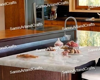 White Quartz Table Top: Natural Stone Counter or Desk