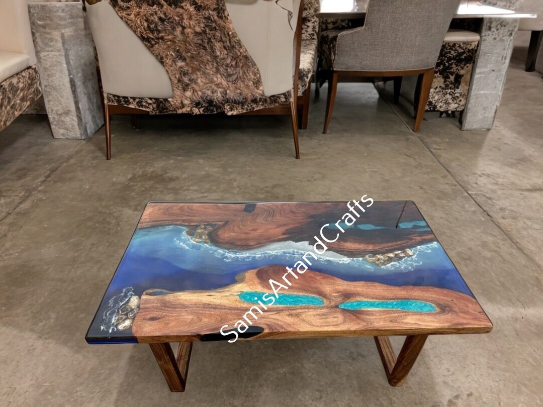 Ocean Wave Epoxy Resin Table, Handmade Furniture for Home & Garden ...