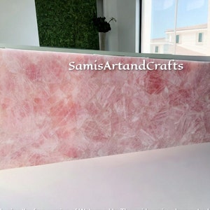 Natural Rose Quartz Vanity Counter Top, Kitchen Counter Top, Stone Coffee Table, Quartz Center Table Top, Luxury Bar Countertops