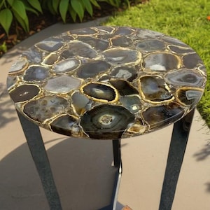 Buy Stone Coffee Table, Natural Agate  Round Table, Side Table, Marble Living Room Table, Stone Conference Table Living Room Decor Interior