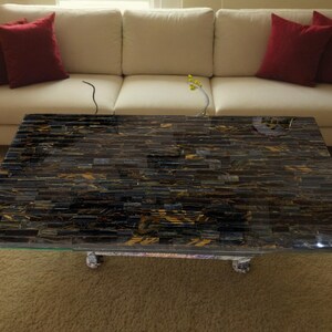 Tiger Eye Coffee, Dining, Center Table, Blue Tiger Eye Countertop, Bathroom Vanity Top, Modern Kitchen Countertop Slab