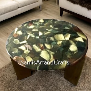 Buy Green Agate Coffee Table | Sofa Stone Table Top | Round Living Room Table Farmhouse Furniture