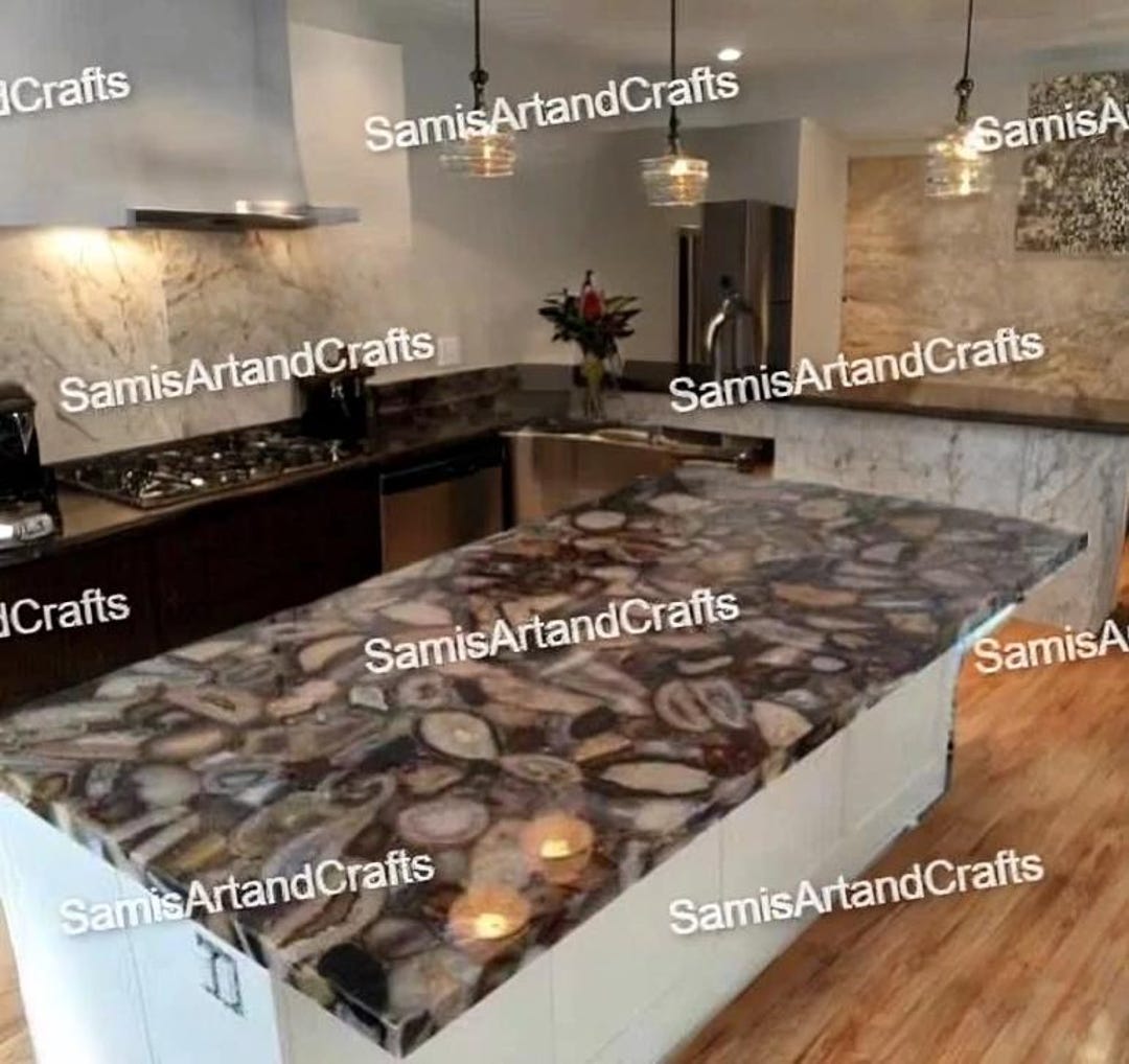 Brown Agate Kitchen Island Slab, Customized Table Top - Etsy