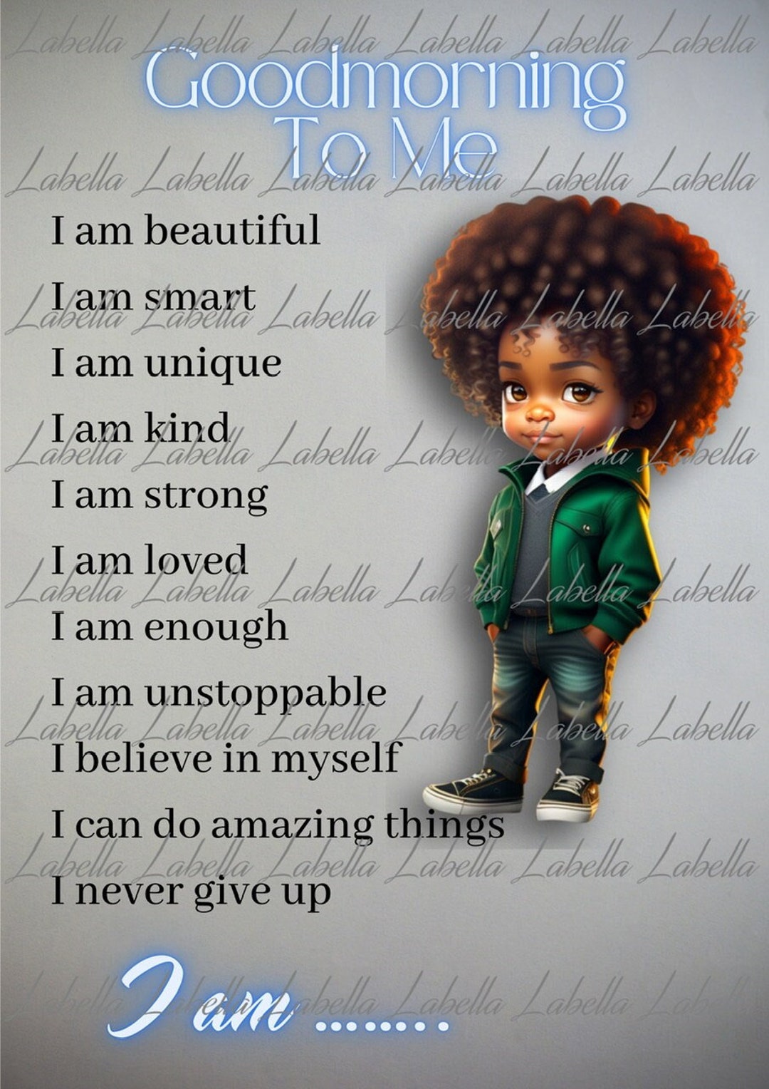 Affirmations Black Boy Magic Clipart PNG Melanin Black Boy Etsy UK